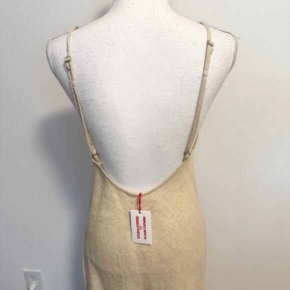 Solid & Striped x Sloane Stephens The Elizabeth Linen Dress Metallic Chrome New - Picture 9 of 13